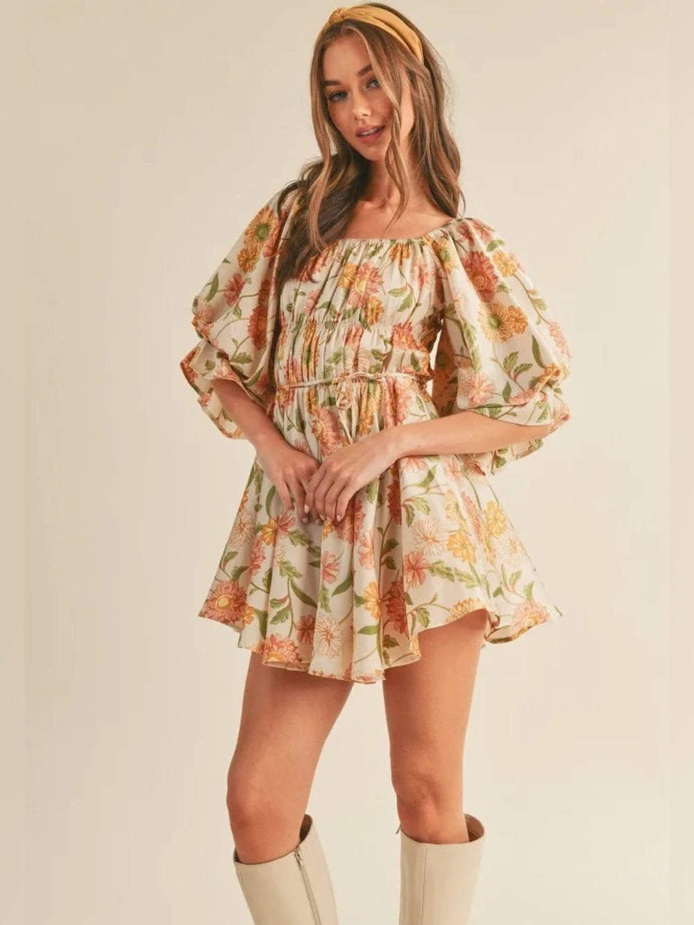 New Boutique &Merci Faye Floral Ruched Mini Dress Women’s Small